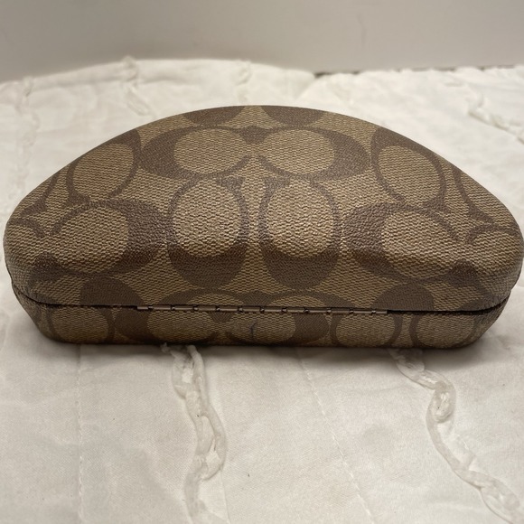 Coach Hard Shell Eye‎ Glass Case Signature Brown Logo w/ Cloth - Picture 3 of 9